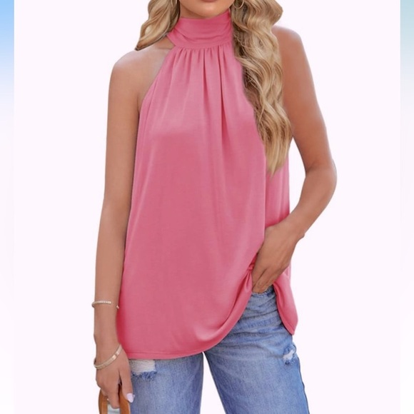Pink Halter Neck Women's Top - Picture 1 of 9